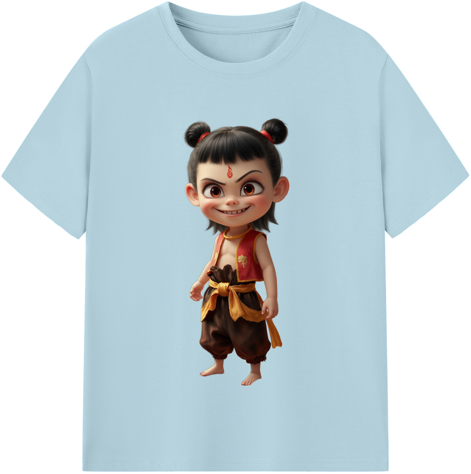 （画像用） Ne Zha 2 ナタ 魔童の大暴れ 綿100％半袖Tシャツ（フロントプリント）